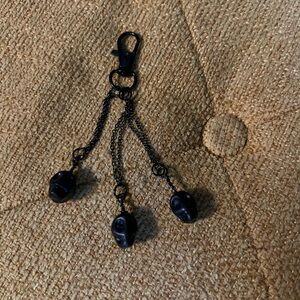 Black Skull Keychain with Chains